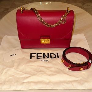 CLOSING CLOSET! FINAL PRICE! Authentic Fendi Kan-U Medium Red Leather Purse